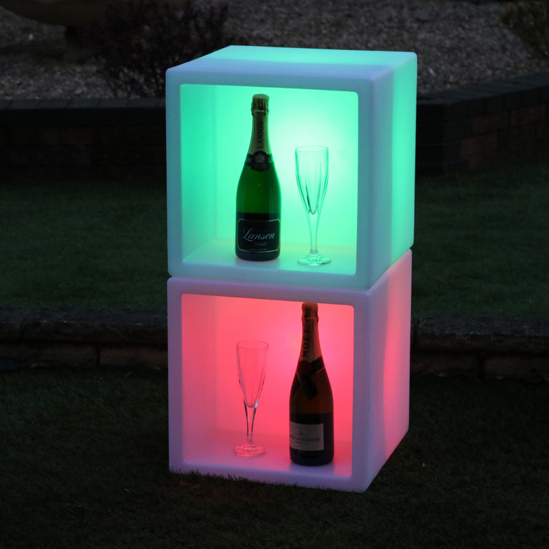 LED Getränke Regal, Champagner Wein Flaschen Ständer, beleuchtete modulare mobile Bar, 40 x 40 cm