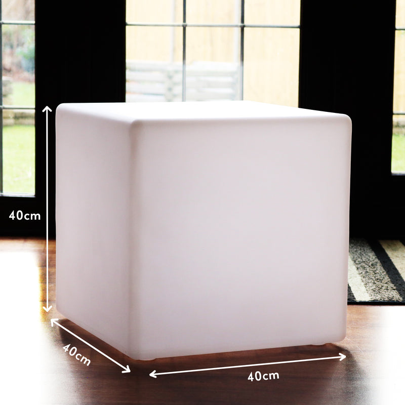 LED Würfel Sitz 40x40 cm, Hocker Sitzwürfel Beistelltisch Möbel Tisch
