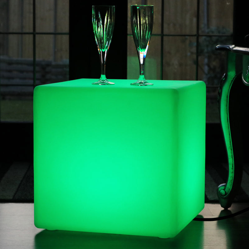 LED Würfel Sitz Sitzhocker 40x40 cm, Netzbetriebene RGB Stimmungslampe