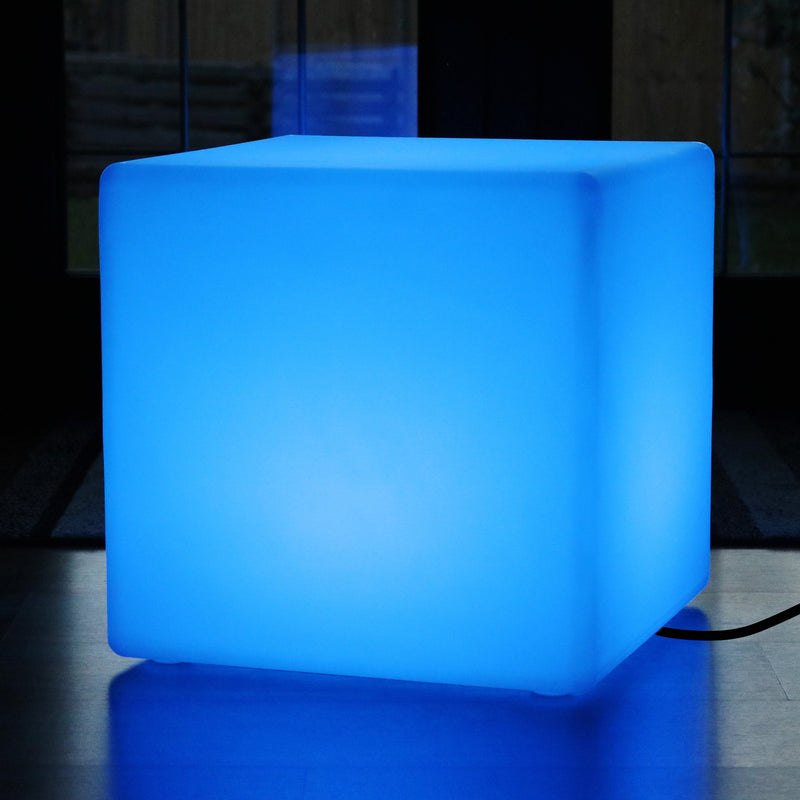 LED Würfel Sitzhocker 50x50 cm, Netzbetriebene Bodenlampe mit Farbwechsel