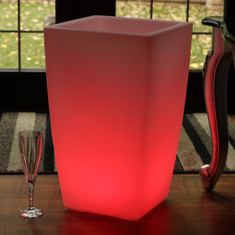 Bodenstehender LED Wein Champagner Kühler Outdoor Eiskübel, netzbetriebene Gartenleuchte, 50 cm