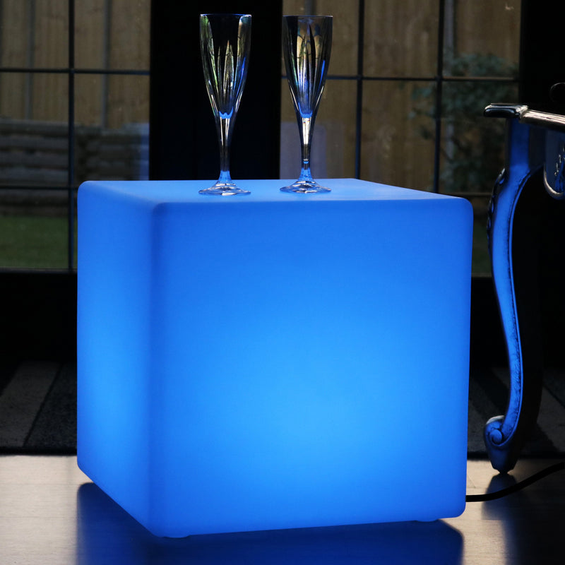 LED Würfel Sitz Sitzhocker 40x40 cm, Netzbetriebene RGB Stimmungslampe