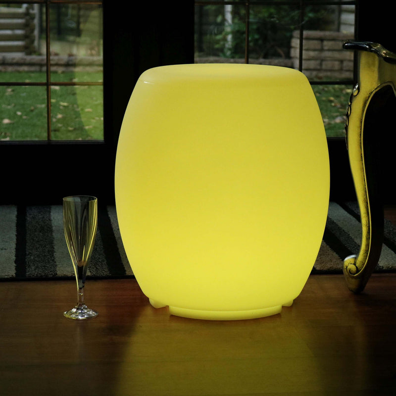 LED Hocker Beistelltisch Sitzwürfel, Stehlampe Sitz Wohnzimmer Garten