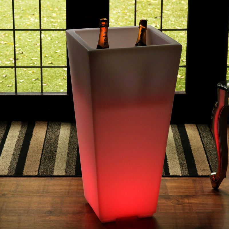 Outdoor LED Wein Champagner Kühler für im Freien, Garten, netzbetriebener Leucht Eiskübel, 75 cm
