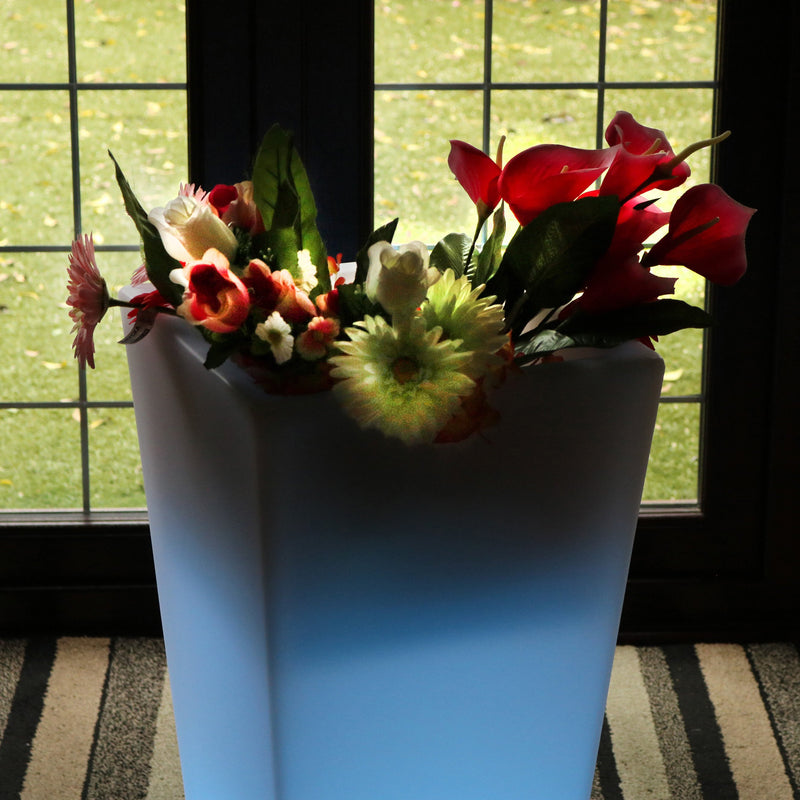 Hohe LED Stehvase, 75cm beleuchteter Pflanzentrog Blumentopf, RGB Stehlampe mit Farbwechsel