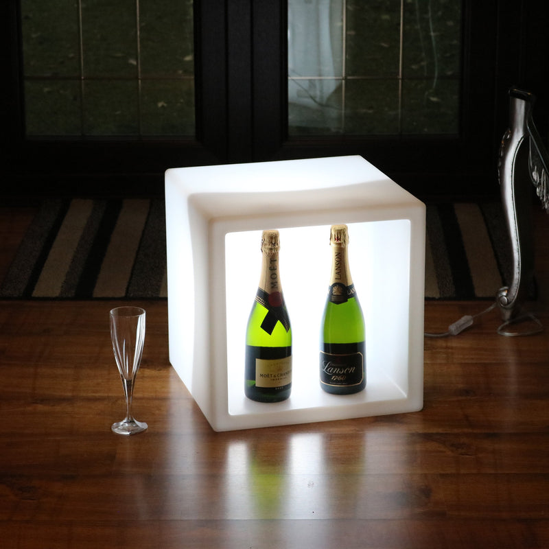 LED Getränke Regal, Champagner Wein Flaschen Ständer, beleuchtete modulare mobile Bar, 40 x 40 cm