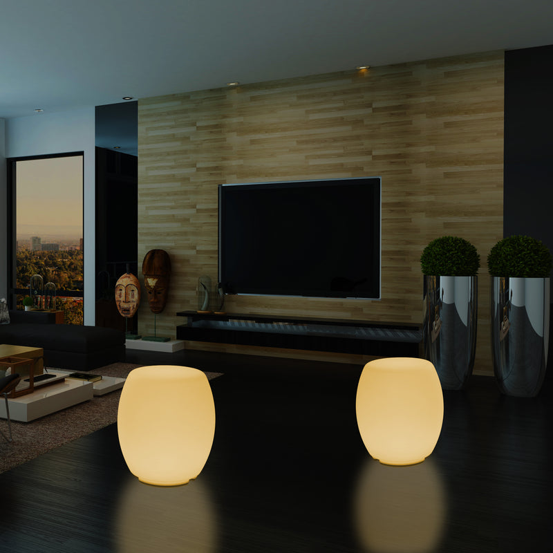 Beleuchtete Sitzhocker Stehleuchte für Schlafzimmer, 44cm Designer LED Beleuchtung, warmweißes Licht