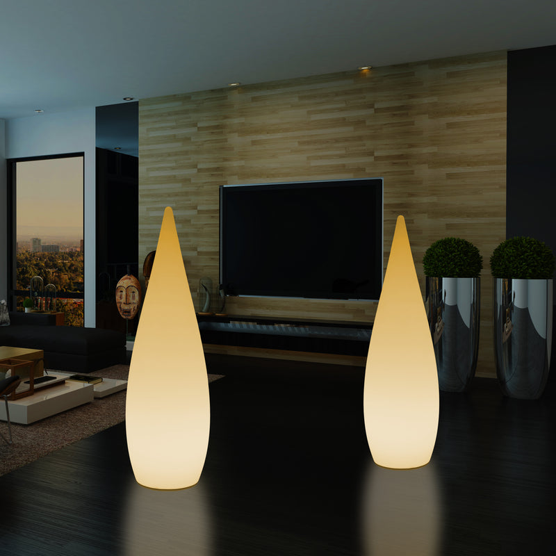 Hohe dekorative LED Stehlampe, 150 cm 1,5 m Designer Wassertropfenleuchte, E27, Licht warmweiß