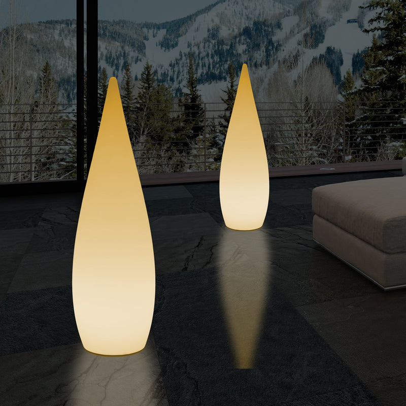 Hohe dekorative LED Stehlampe, 150 cm 1,5 m Designer Wassertropfenleuchte, E27, Licht warmweiß