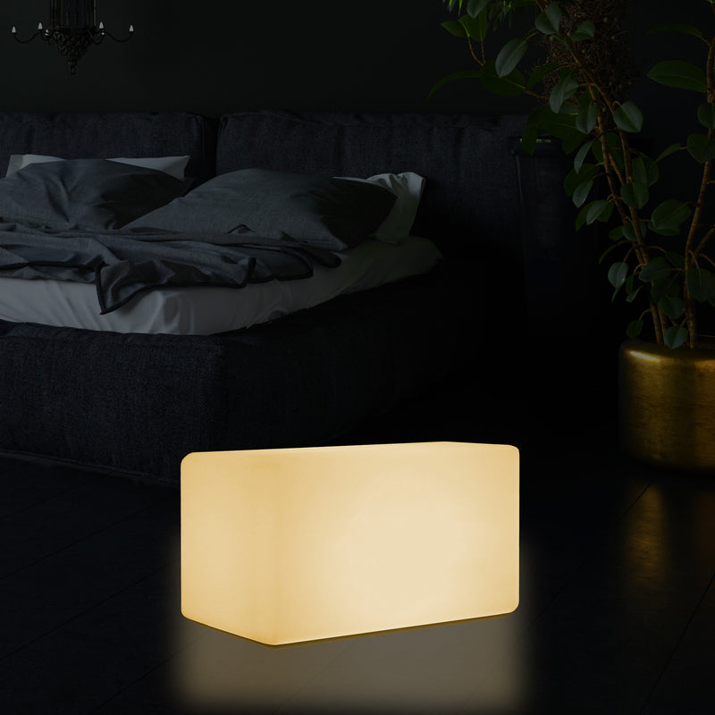 Beleuchtete LED Sitz Bank Hockerleuchte, warmweiß E27 Stehlampe Leucht Sitzmöbel 55 x 35 cm