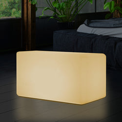 Beleuchtete LED Sitz Bank Hockerleuchte, warmweiß E27 Stehlampe Leucht Sitzmöbel 55 x 35 cm