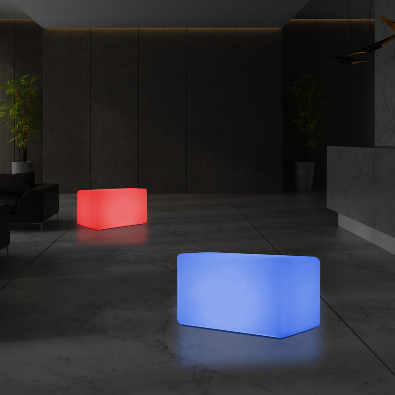 LED Leucht Bank, moderner Hocker Sitzmöbel mit Farbwechsel 55 x 35 cm RGB dimmbare Stehlampe