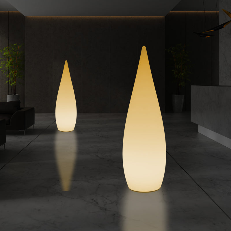 Hohe dekorative LED Stehlampe, 150 cm 1,5 m Designer Wassertropfenleuchte, E27, Licht warmweiß