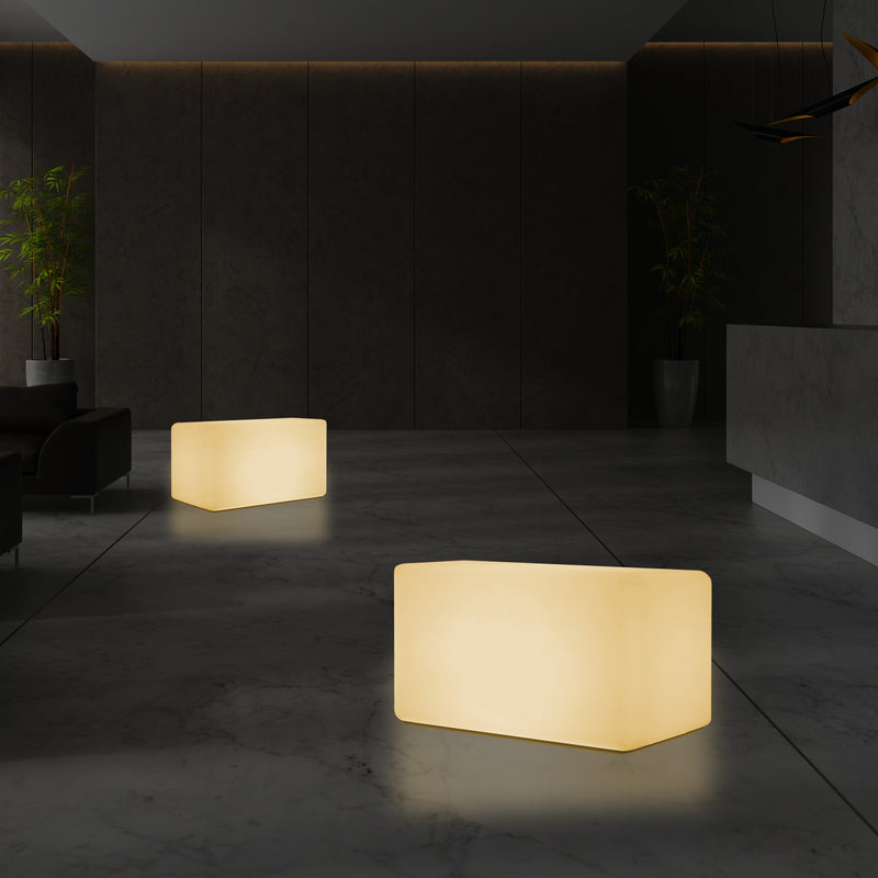 Beleuchtete LED Sitz Bank Hockerleuchte, warmweiß E27 Stehlampe Leucht Sitzmöbel 55 x 35 cm