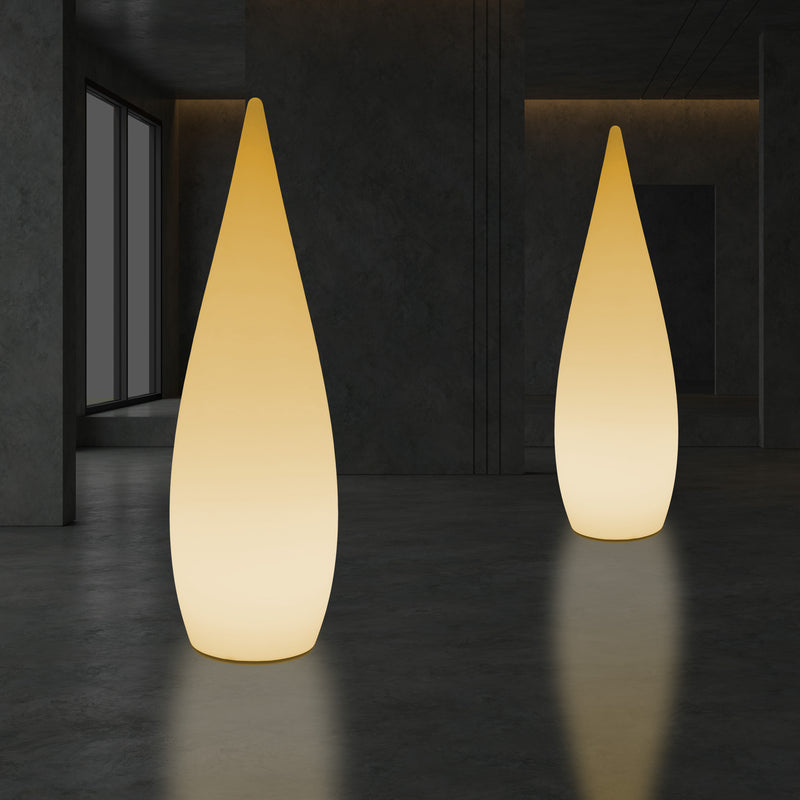 Hohe dekorative LED Stehlampe, 150 cm 1,5 m Designer Wassertropfenleuchte, E27, Licht warmweiß