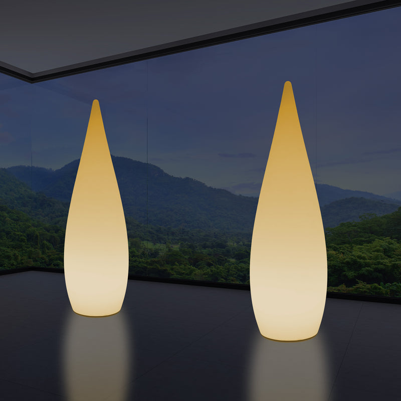 Hohe dekorative LED Stehlampe, 150 cm 1,5 m Designer Wassertropfenleuchte, E27, Licht warmweiß