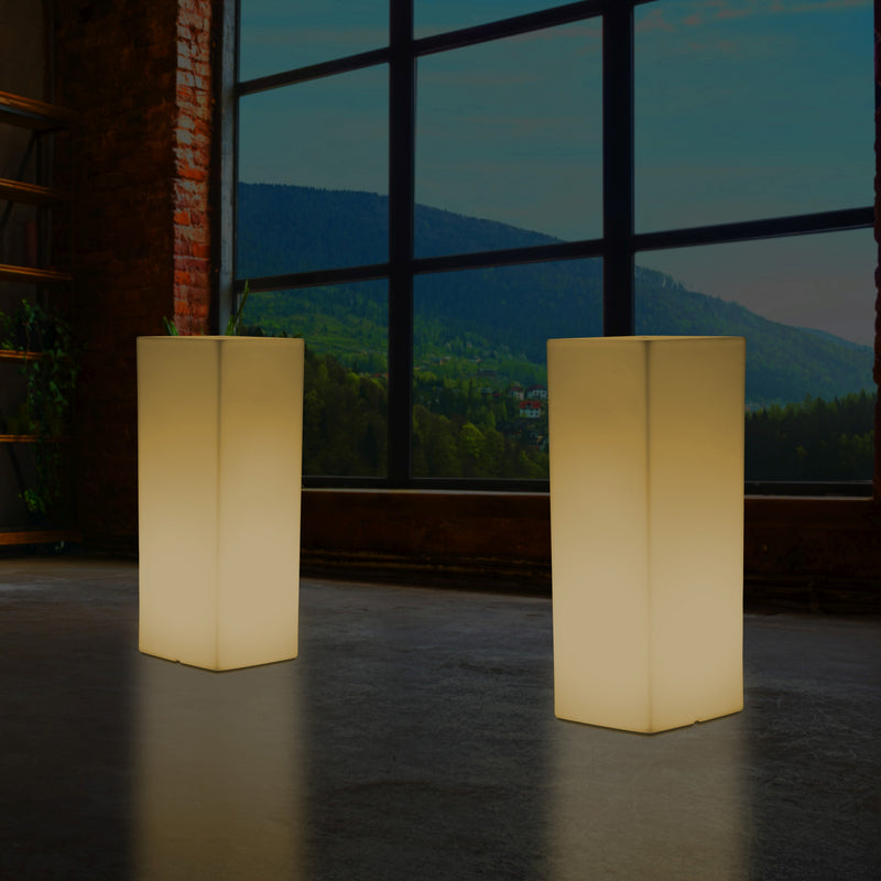 LED Säule Ständer Sockel Stehlampe, hohes rechteckiges E27 Licht, 110 x 30 cm, warmweiße Beleuchtung