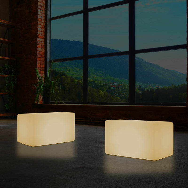 Beleuchtete LED Sitz Bank Hockerleuchte, warmweiß E27 Stehlampe Leucht Sitzmöbel 55 x 35 cm