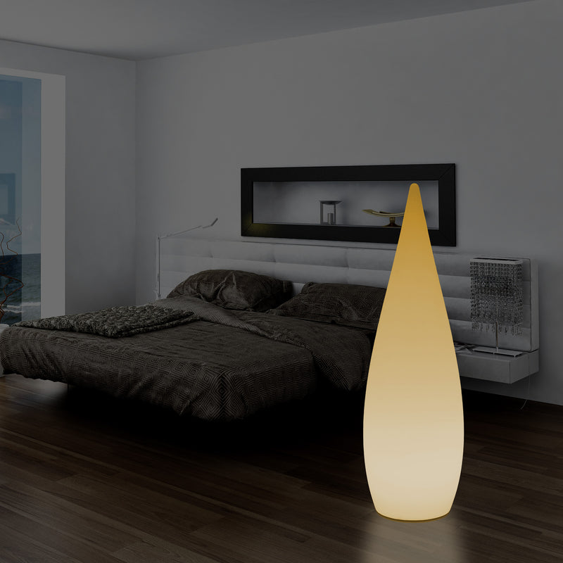 Hohe dekorative LED Stehlampe, 150 cm 1,5 m Designer Wassertropfenleuchte, E27, Licht warmweiß
