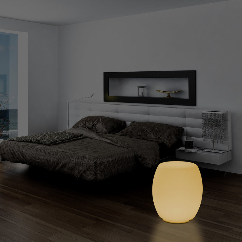 Beleuchtete Sitzhocker Stehleuchte für Schlafzimmer, 44cm Designer LED Beleuchtung, warmweißes Licht