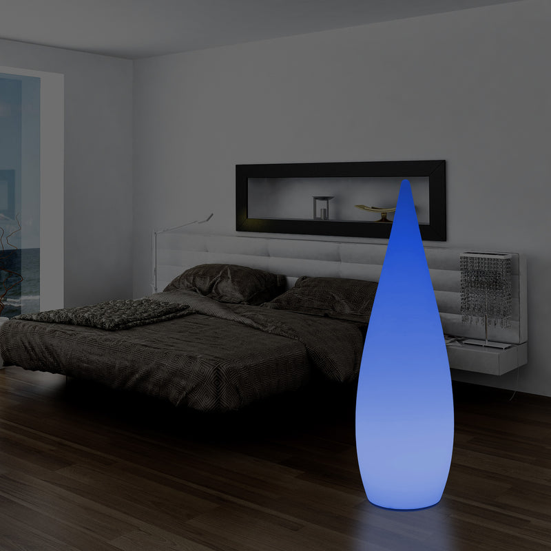 150 cm große Designer LED Stehleuchte, 1,5 m kabelloses Wassertropfen Licht mit Farbwechsel