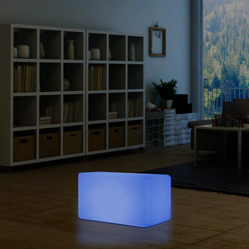 LED Leucht Bank, moderner Hocker Sitzmöbel mit Farbwechsel 55 x 35 cm RGB dimmbare Stehlampe