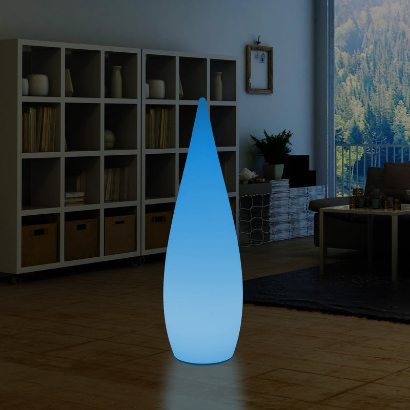 150 cm große Designer LED Stehleuchte, 1,5 m kabelloses Wassertropfen Licht mit Farbwechsel