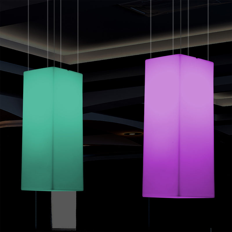Rechteckige LED Pendelleuchte, mehrfarbiges lineares RGB Hängelicht, 110 x 30 cm, Stimmungslicht