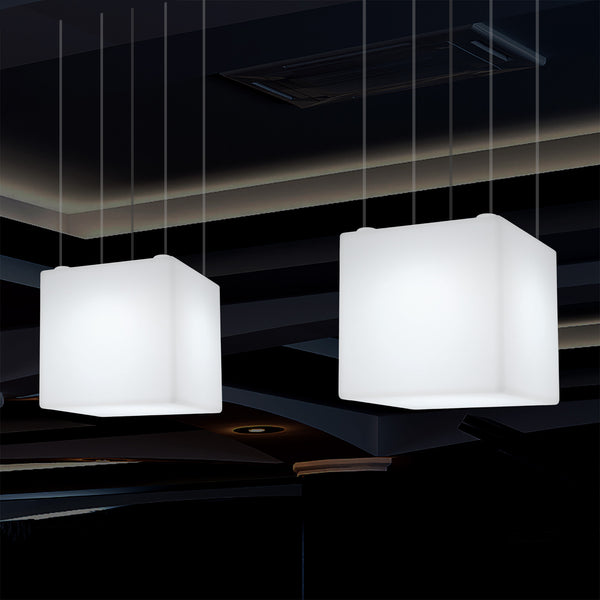 Würfel Pendelleuchte Cube, moderne LED Hängelampe, 400 mm, E27 Glühlampe, Licht weiß