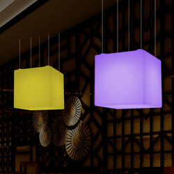 LED Pendelleuchte Würfel, Dekorative Hängelampe, 500 mm, E27 Glühbirne, RGB Stimmungslicht