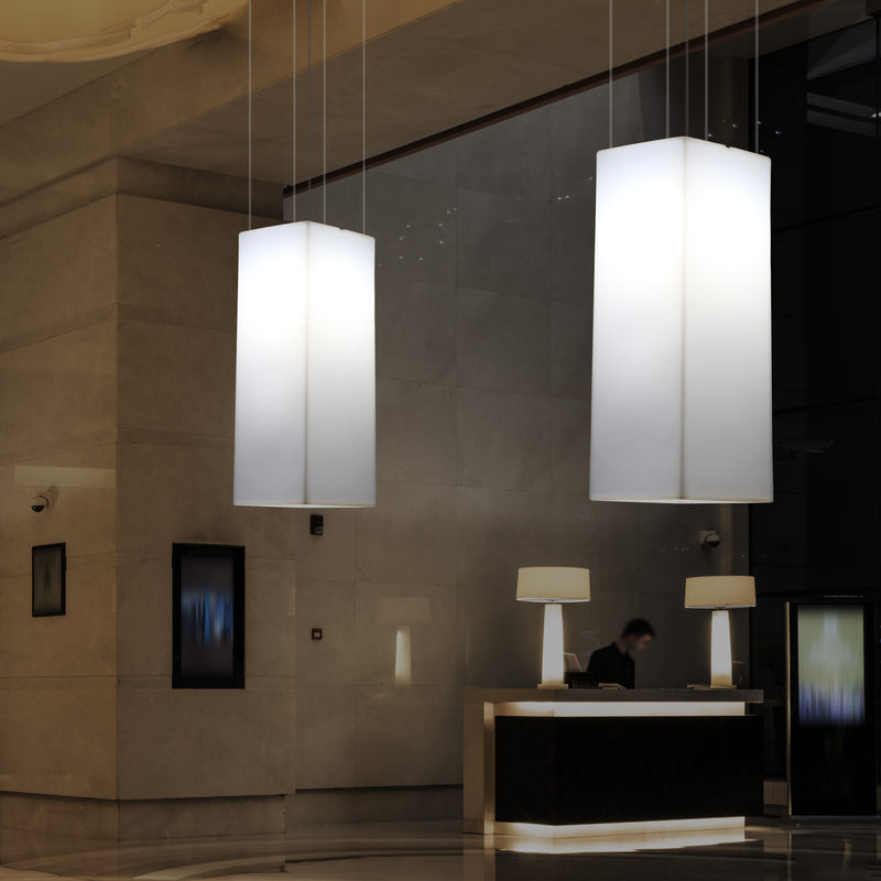 Rechteckige LED Hängelampe, Licht, moderne Pendelleuchte, 80 cm lang, E27 Glühbirne, weiß