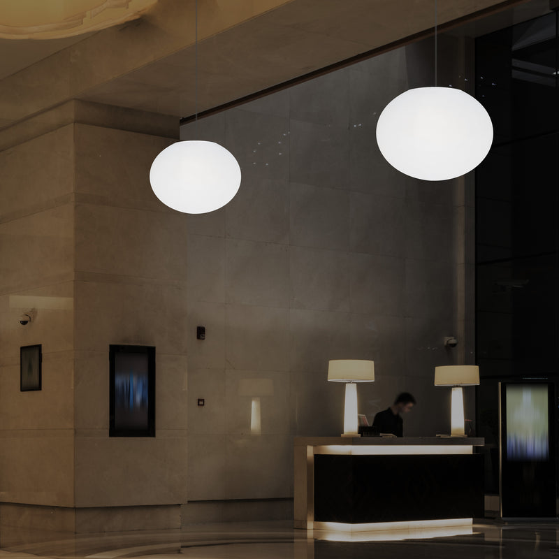 Designer LED Hängelampe Pendelleuchte, 3D Ellipse Ovale E27 Deckenlampe, 27cm flache Kugel