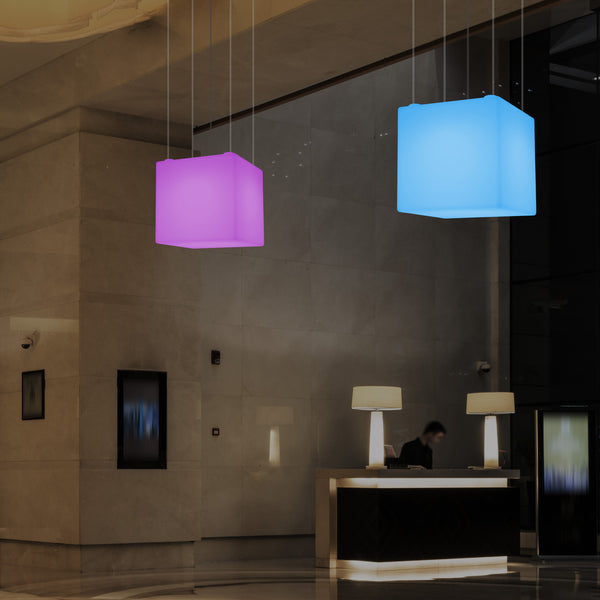 LED Würfel Hängeleuchte, geometrische SMD RGB Pendelleuchte, Lampe 500 mm, Umgebungsbeleuchtung