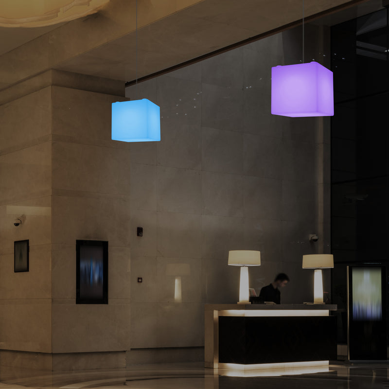 Würfel Hängelampe, mehrfarbige moderne RGB Pendelleuchte, 200 mm, LED SMD Stimmungslampe