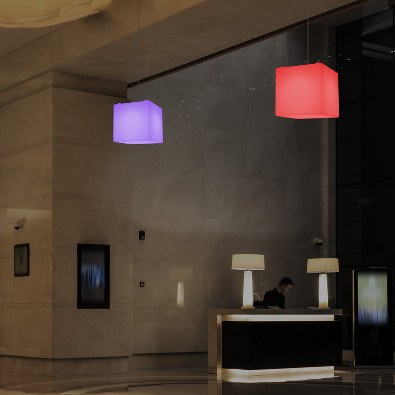 Würfel Hängeleuchte, 15cm Moderne RGB Pendelleuchte Licht mit Farbwechsel und Fernbedienung