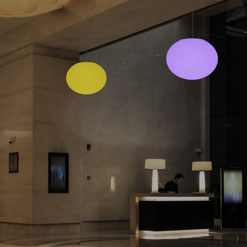 Ellipse Kieselstein Pendelleuchte, Designer ovale RGB Hängeleuchte, 27 cm, LED Ambiente Leuchte