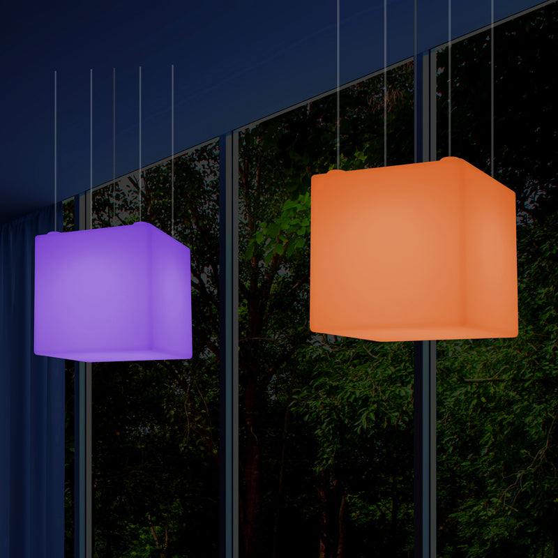 Würfel Hängelampe, große moderne RGB Pendelleuchte, 600 mm, LED Stimmungslicht