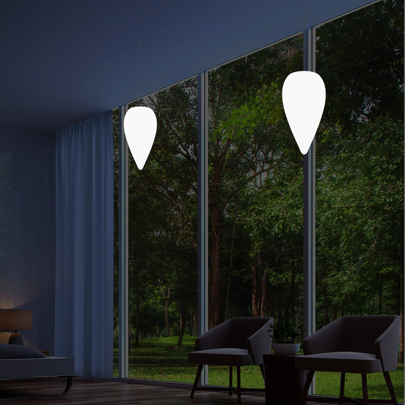 Designer LED Hängelampe Pendelleuchte, Wassertropfen Eiszapfen Form, E27 Licht, weiß 37 cm