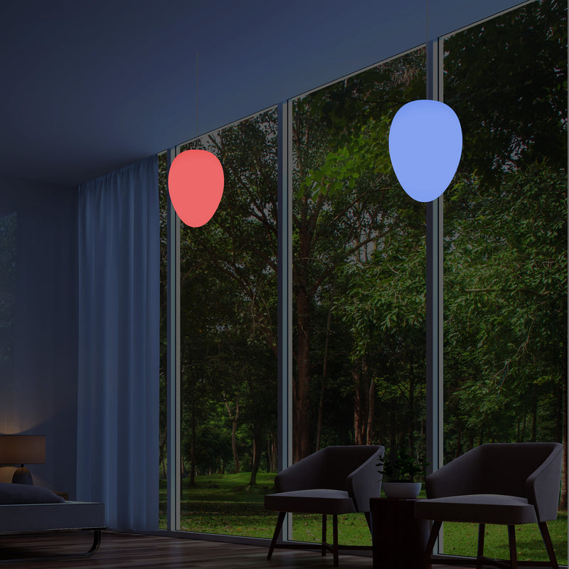 Designer RGB Hängeleuchte, Lampe dimmbar 37 cm mehrfarbige Pendelleuchte in Ei Form