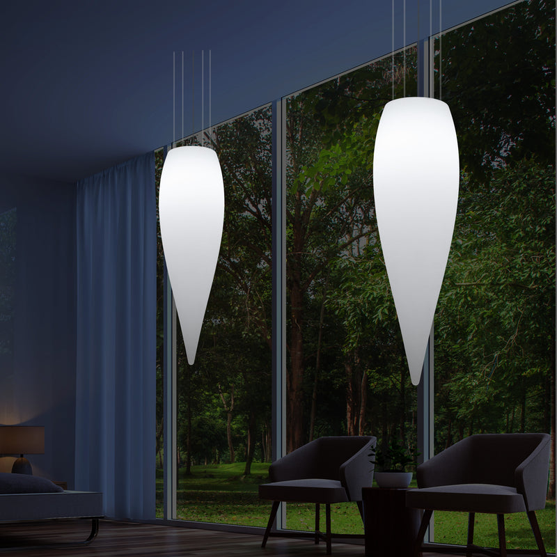 Wassertropfen Pendelleuchte, dekorative LED Eiszapfen Hängelampe, 120 cm, Licht E27, weiß