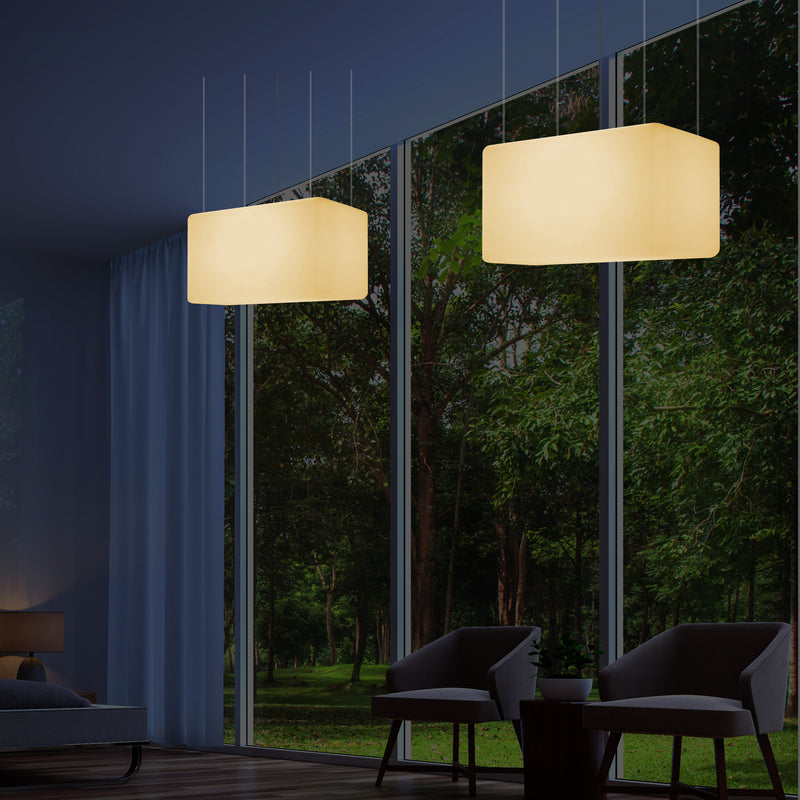 Rechteckige LED Pendelleuchte, moderne hängende Esszimmerleuchte, 55 x 35 cm, E27, warmweiß