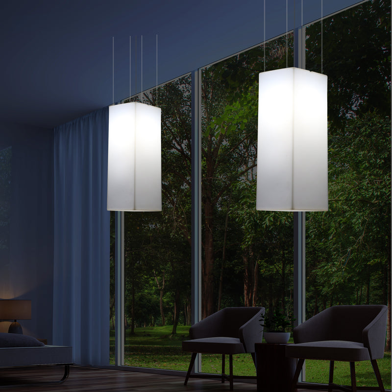 Rechteckige LED Hängelampe, Licht, moderne Pendelleuchte, 80 cm lang, E27 Glühbirne, weiß
