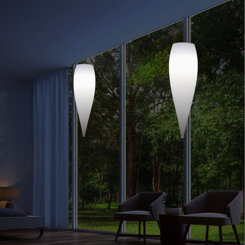 Wassertropfen Pendelleuchte, dekorative LED Eiszapfen Hängelampe, 80 cm, Licht E27, weiß