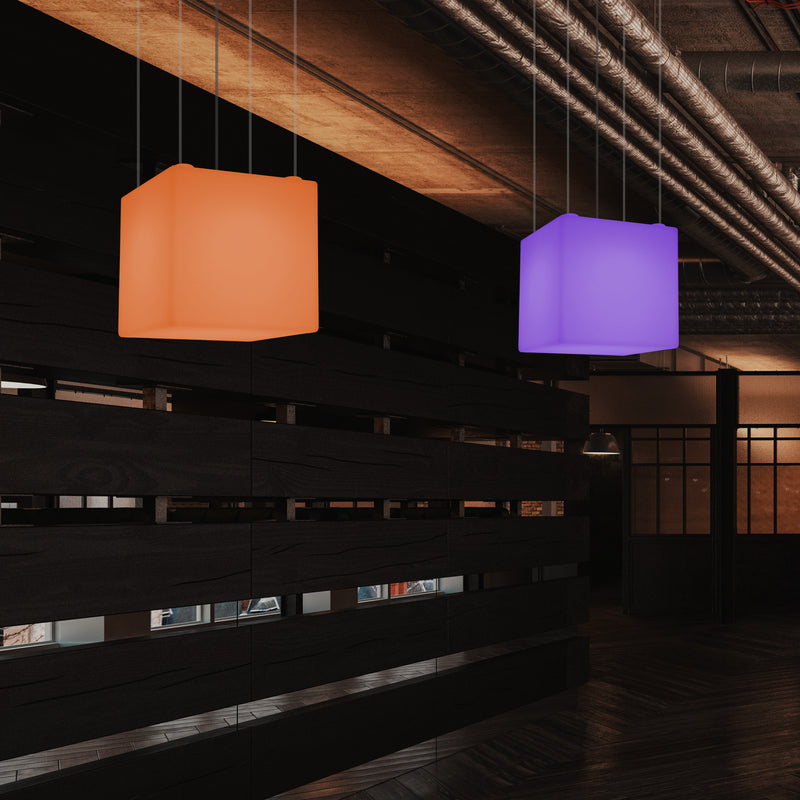 Würfel Lampe LED Pendelleuchte, Zeitgenössische Hängelampe, 40cm, E27, mit Farbwechsel