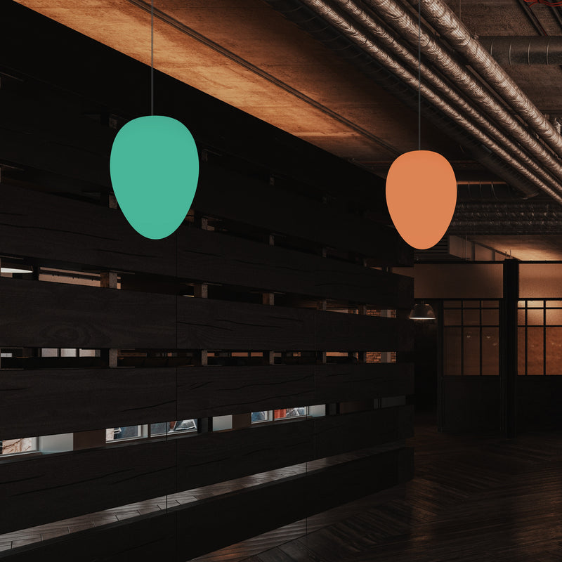 Designer RGB Hängeleuchte, Lampe dimmbar 37 cm mehrfarbige Pendelleuchte in Ei Form