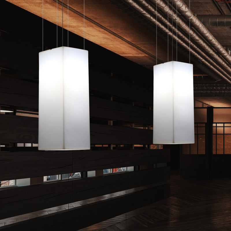 Rechteckige LED Hängelampe, Licht, moderne Pendelleuchte, 80 cm lang, E27 Glühbirne, weiß