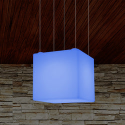 Würfelförmige LED Pendelleuchte, mehrfarbige moderne RGB Deckenleuchte, 400 mm, Ambiente Beleuchtung