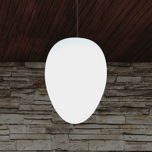 Einzigartige LED Hängeleucht, Pendelleuchte E27, Designer Oval Ei Hängelampe, 37cm, weiße Glühbirne