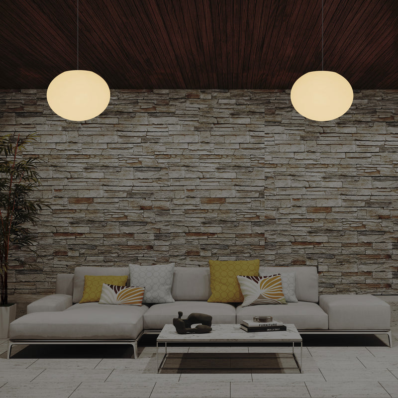 Dekorative E27 Hängelampe Deckenleuchte, 3D Ovale Ellipse LED Lampe, 27cm Kugel Ball