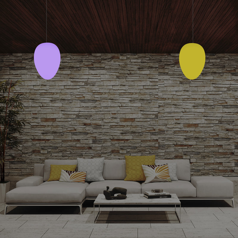 Designer RGB Hängeleuchte, Lampe dimmbar 37 cm mehrfarbige Pendelleuchte in Ei Form